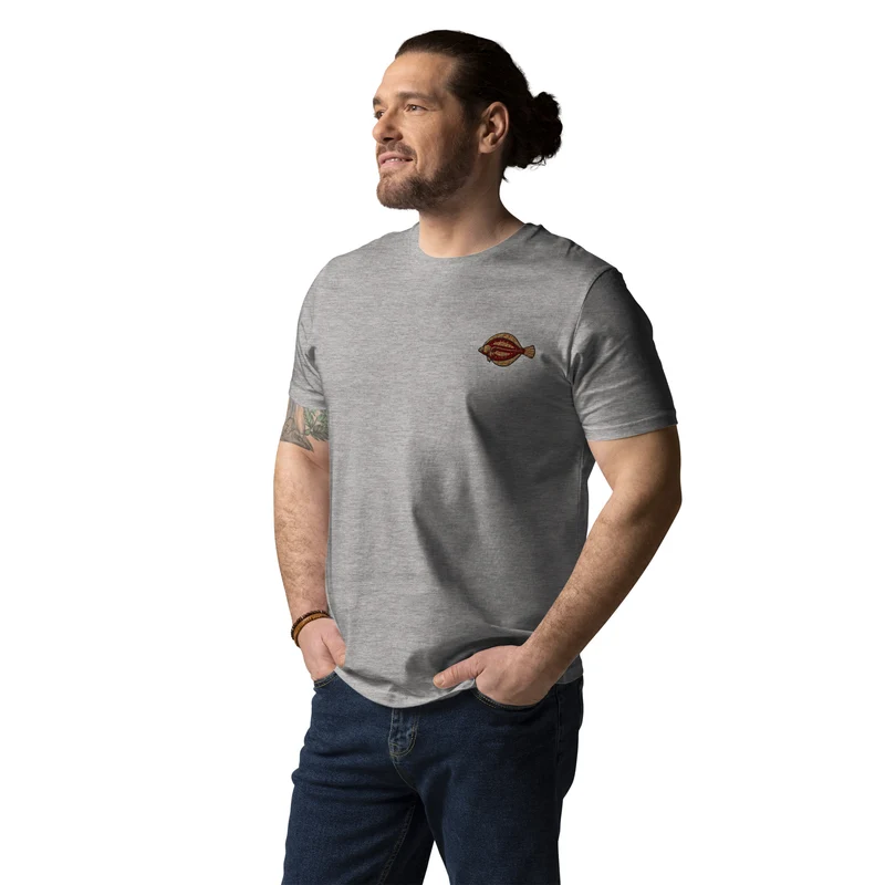Unisex-Bio-Baumwoll-T-Shirt Scholle Stickerei