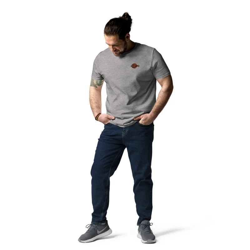 Unisex-Bio-Baumwoll-T-Shirt Scholle Stickerei