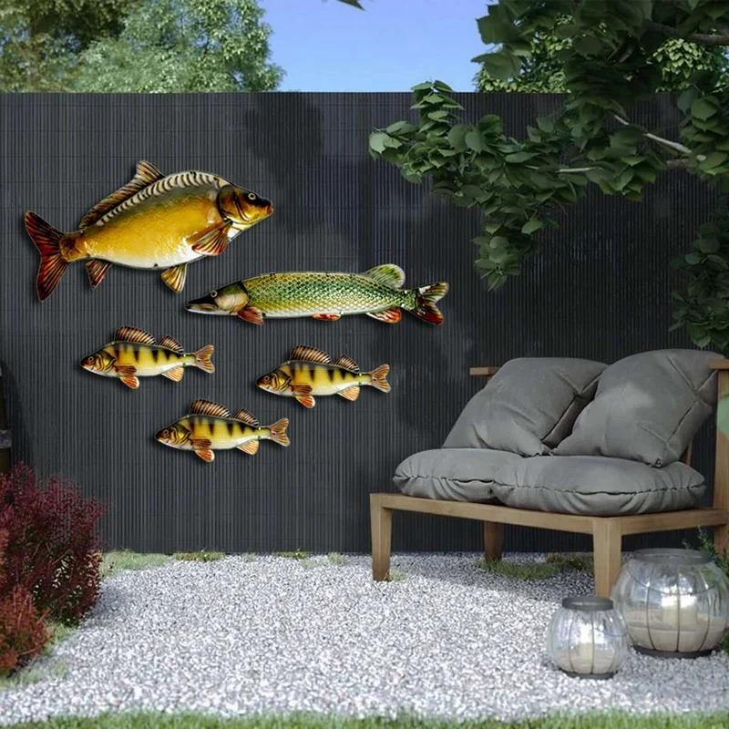 Eurocatch Barsch Wanddekoration 40cm 3D Metall & Glas Kunst