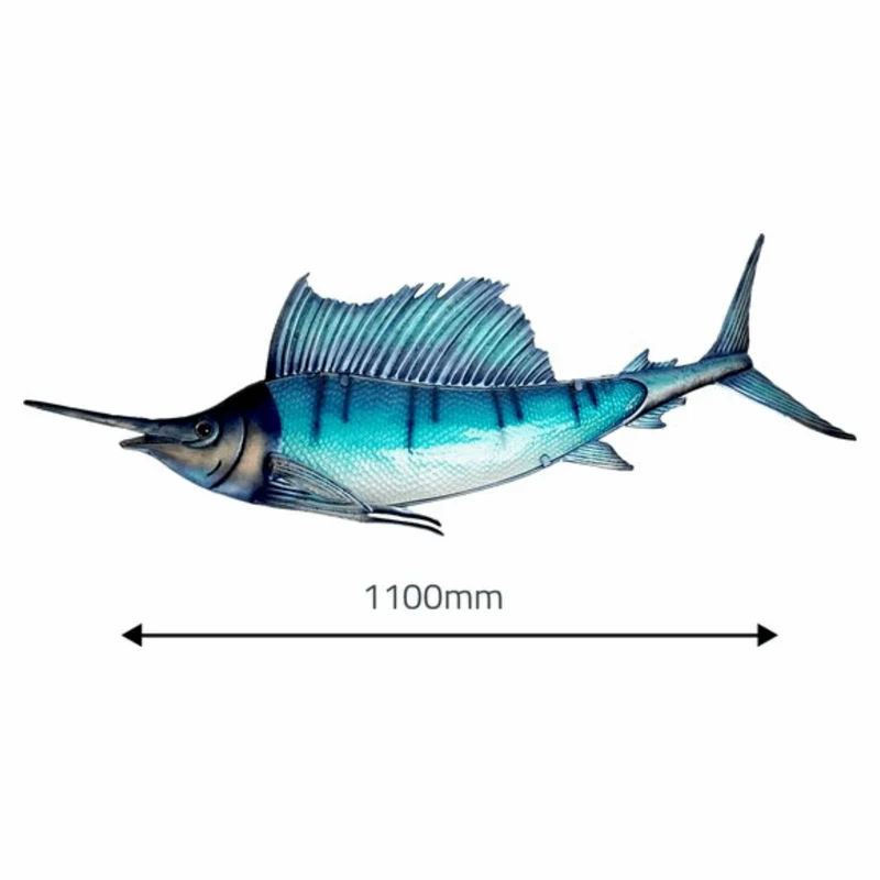 Eurocatch Segelfisch Wanddekoration 110cm 3D Metall & Glas