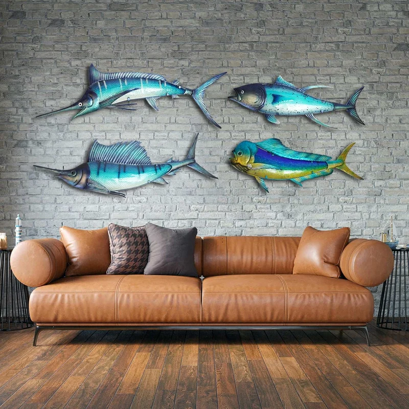 Eurocatch Segelfisch Wanddekoration 110cm 3D Metall & Glas