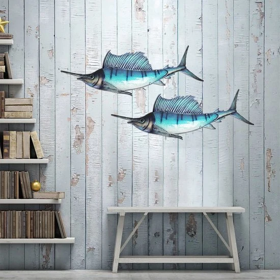 Eurocatch Segelfisch Wanddekoration 110cm 3D Metall & Glas