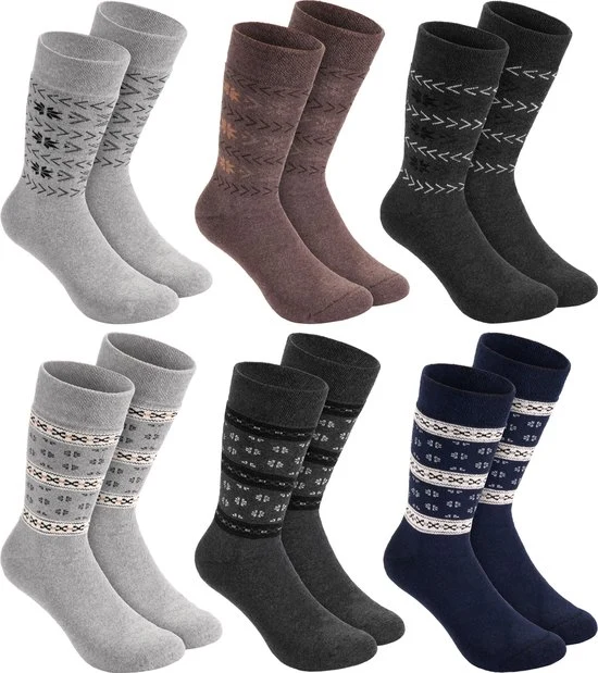 BRUBAKER 6 Paar norwegische Wintersocken