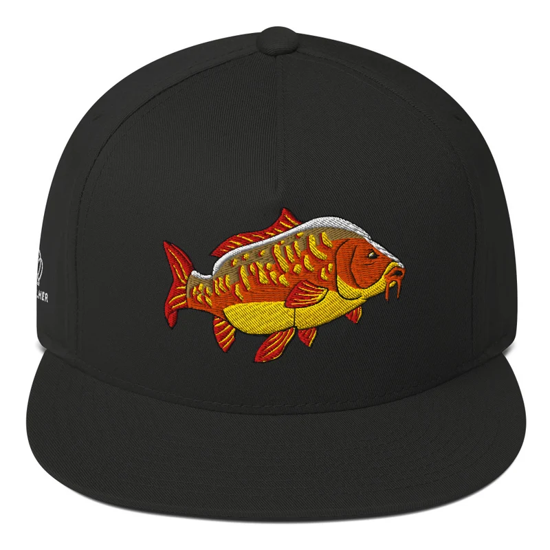 Flat Bill-Cap mit Karpfen Stickerei