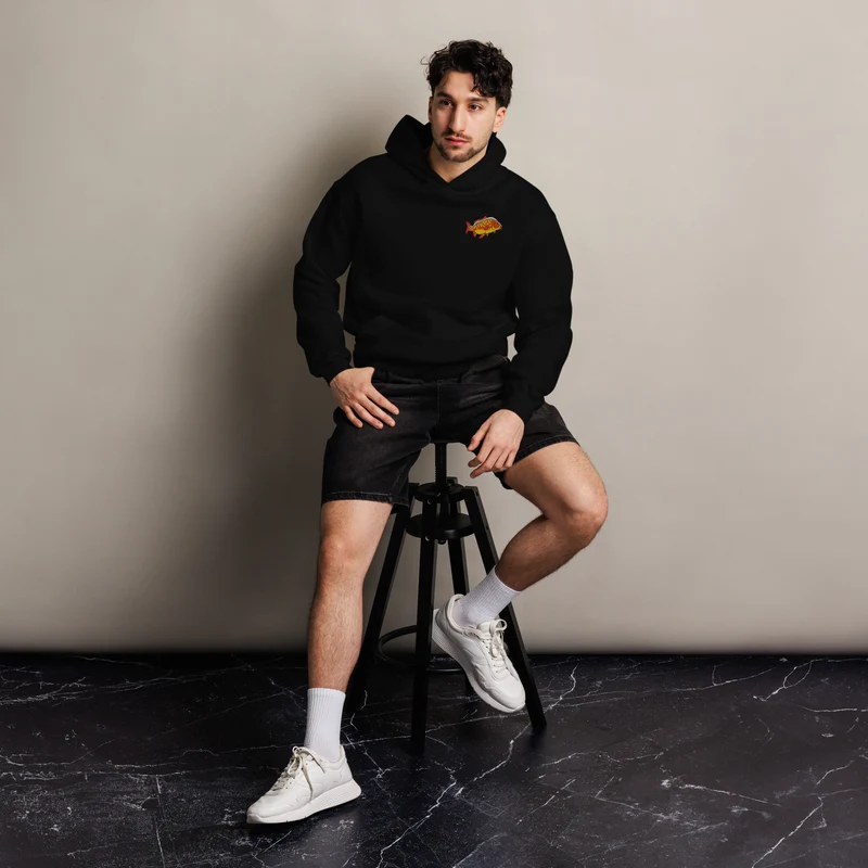 Oversized Hoodie - mit Karpfen Stickerei