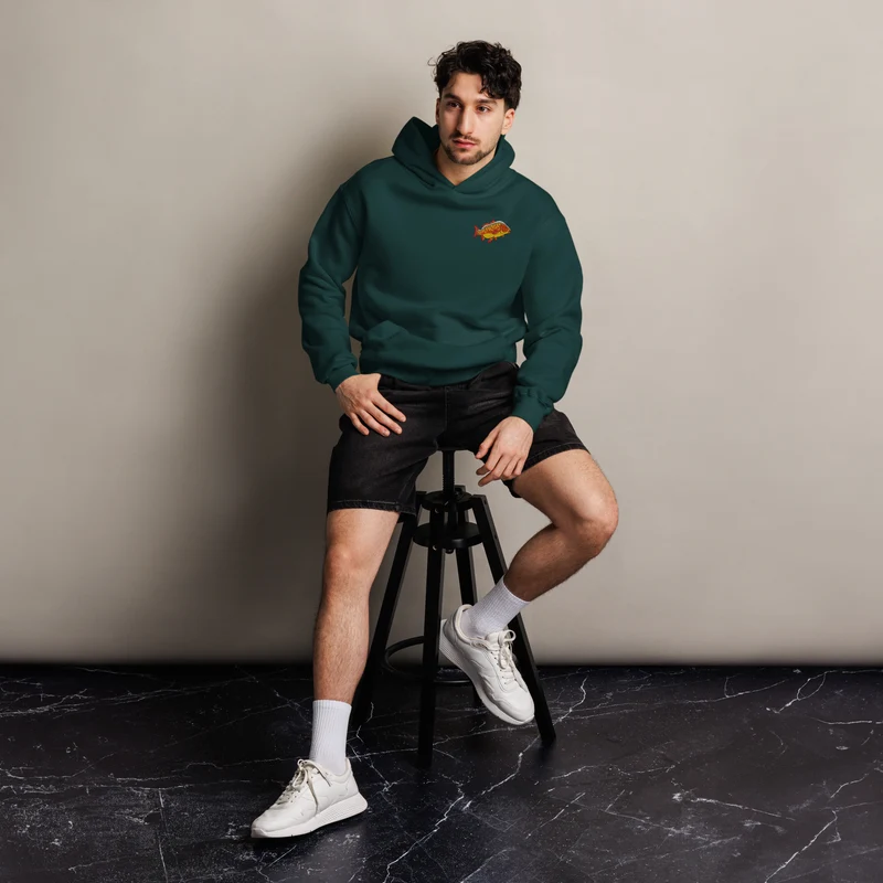 Oversized Hoodie - mit Karpfen Stickerei