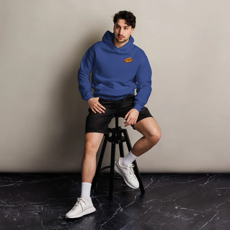Oversized Hoodie - mit Karpfen Stickerei