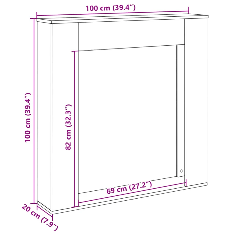 Kaminkonsole Elektrokamin Kaminrahmen 100x20x100 cm Sonoma Eiche Holzwerkstoff