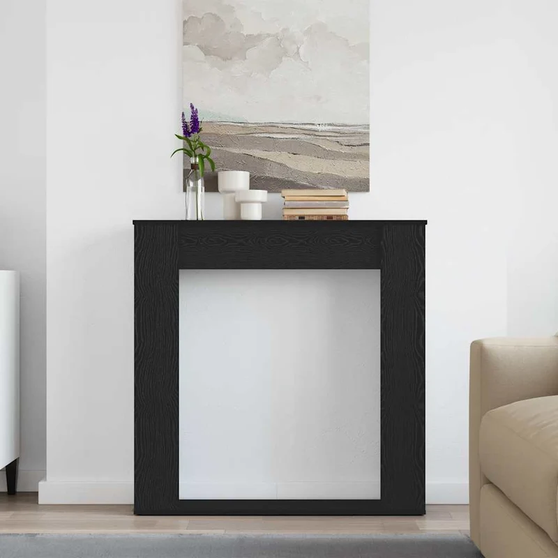 Kaminkonsole Elektrokamin Kaminrahmen 100x20x100 cm Schwarz Eiche Holzwerkstoff