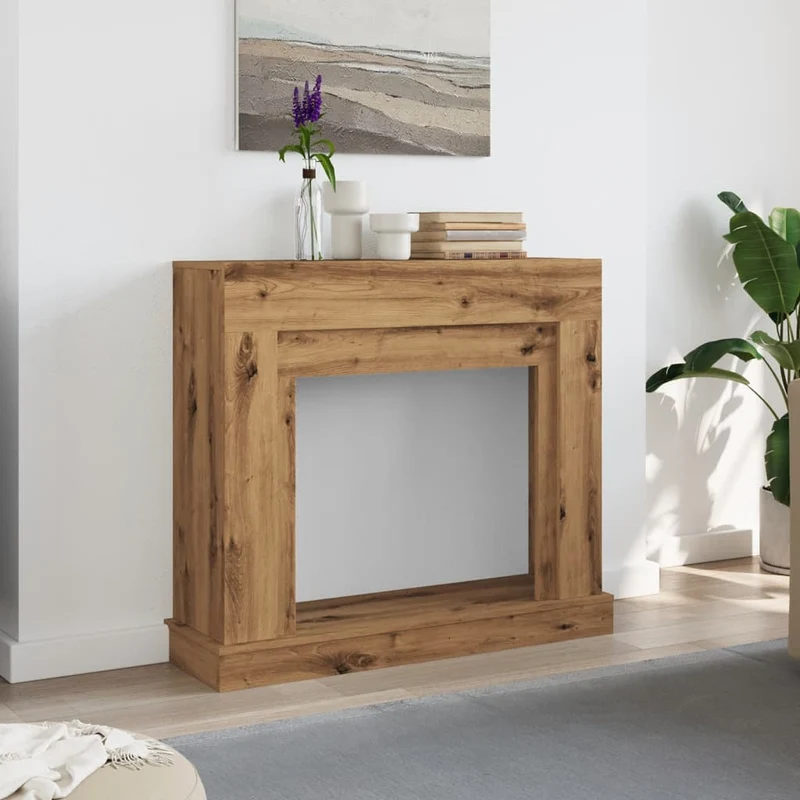 Kaminkonsole Elektrokamin Kaminrahmen 100x30x87,5 cm Artisan Eiche Holzwerkstoff