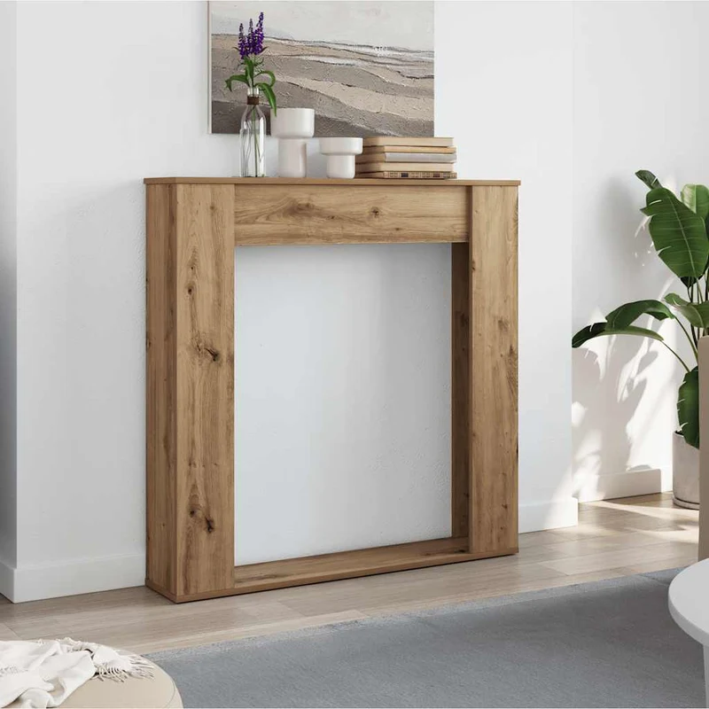 Kaminkonsole Elektrokamin Kaminrahmen 100x20x100 cm Artisan Eiche Holzwerkstoff