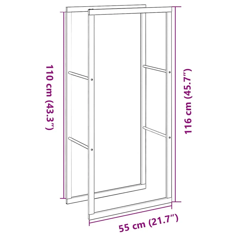 Kaminholzregal Brennholzregal 55x30x116 cm Stahl horizontal vertikal Schwarz