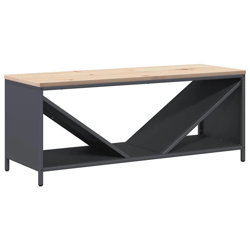 Kaminholzregal mit Sitzbank Brennholzregal 100 cm Stahl Kiefer Anthrazit
