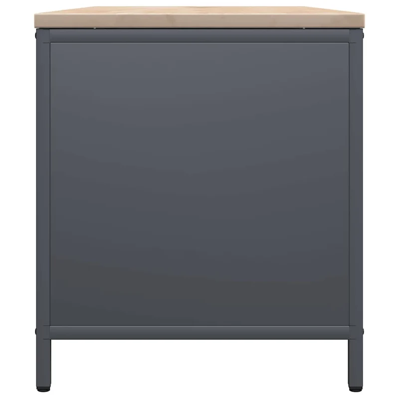 Kaminholzregal mit Sitzbank Brennholzregal 100 cm Stahl Kiefer Anthrazit