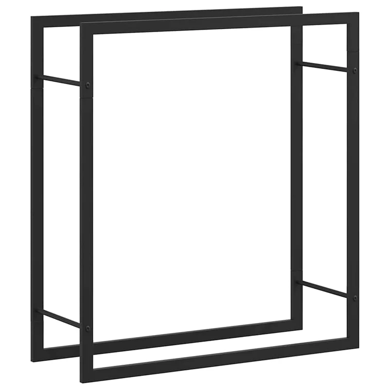 Kaminholzregal Brennholzregal 80x28x86 cm Stahl Schwarz kompakt Wandhalterung