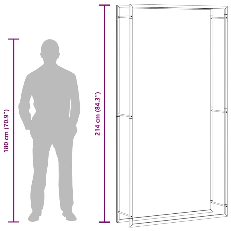 Kaminholzregal Brennholzregal 110x28x214 cm Stahl Schwarz hoch schmal