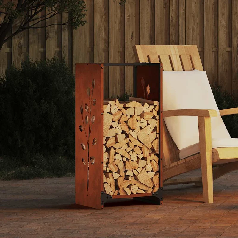 Kaminholzregal Brennholzregal 40x30x80 cm Wetterfeststahl Cortenstahl Rostoptik