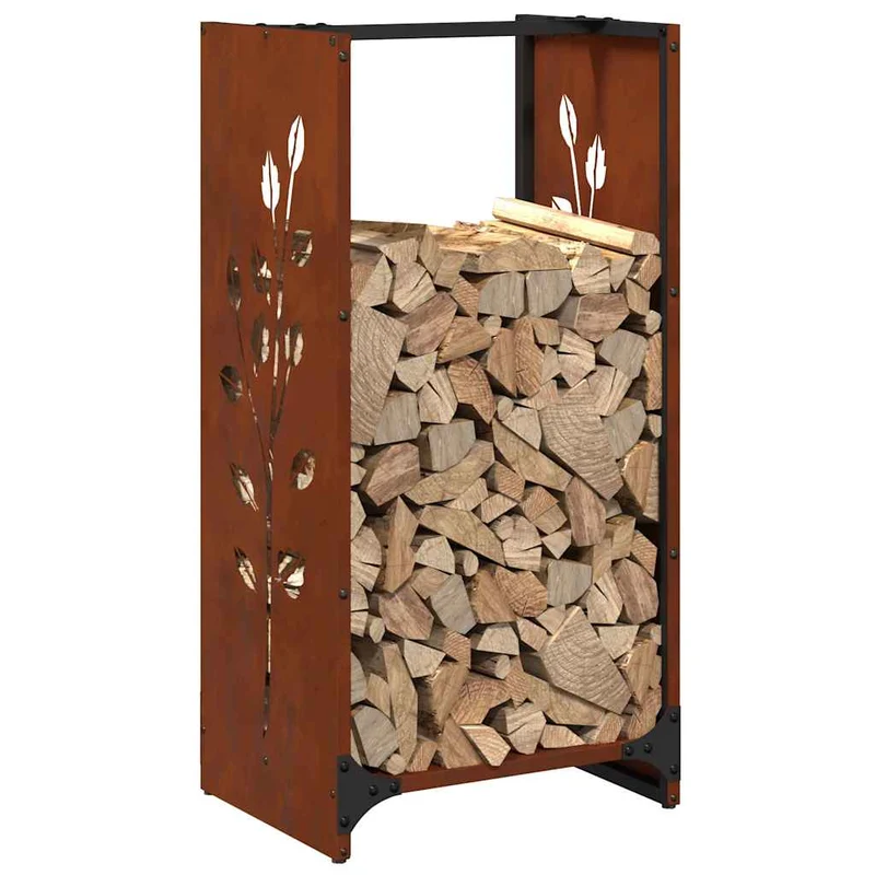 Kaminholzregal Brennholzregal 40x30x80 cm Wetterfeststahl Cortenstahl Rostoptik