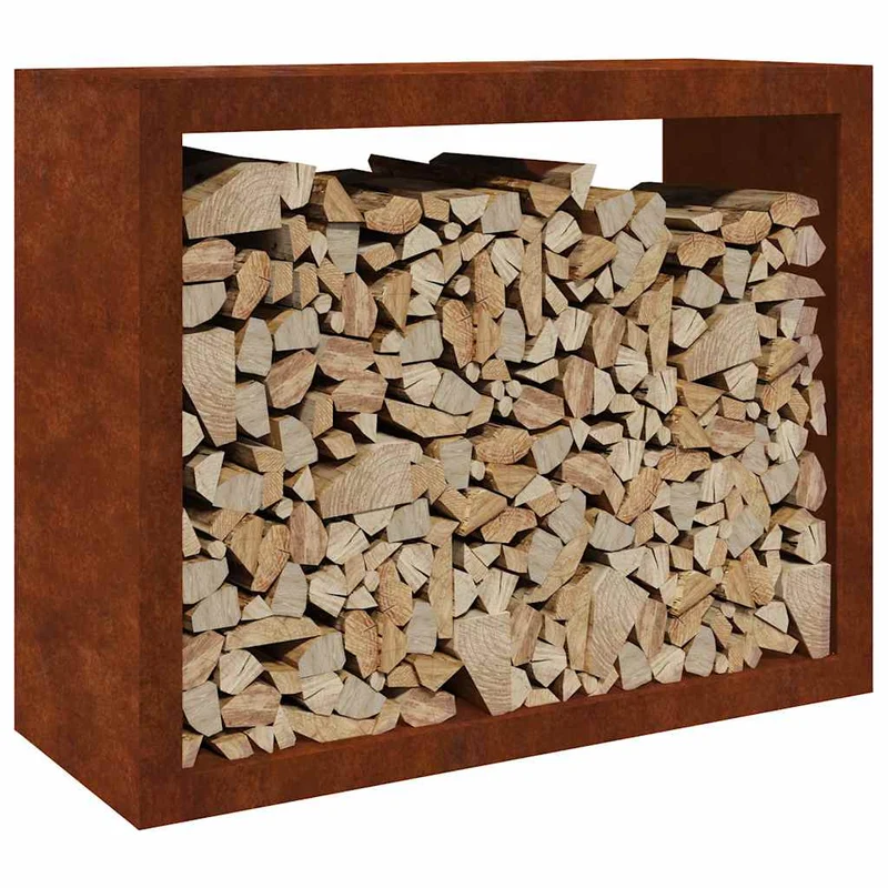 Kaminholzregal Brennholzregal 100x40x80 cm Cortenstahl Wetterfeststahl Rostoptik