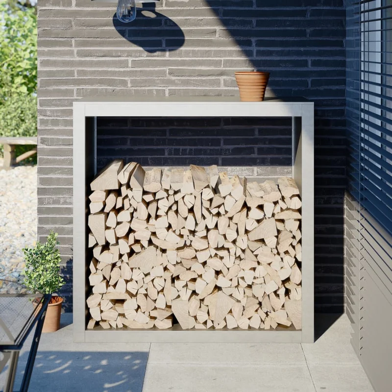 Kaminholzregal Brennholzregal 100x40x100 cm Edelstahl Holzständer Kamin