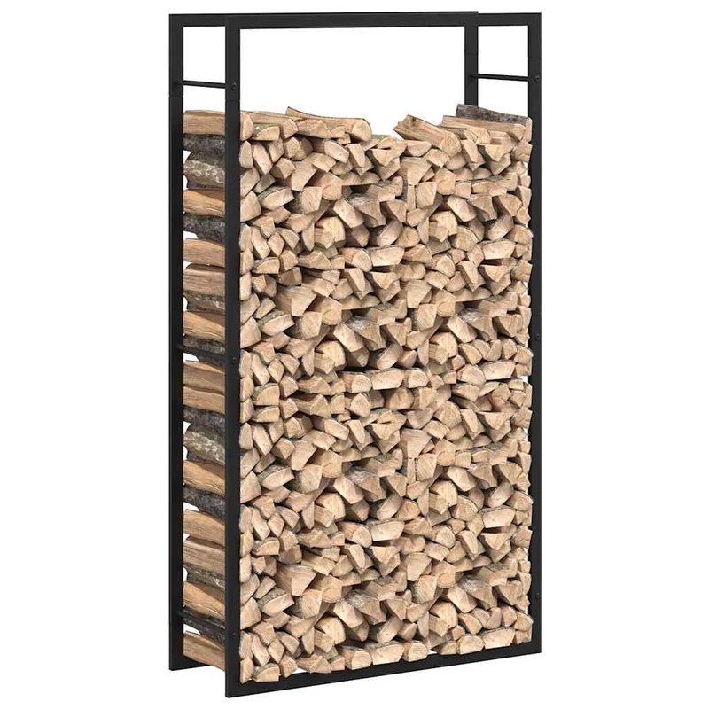 Brennholzständer Kaminholzregal 80x28x154 cm Stahl Schwarz hoch schmal