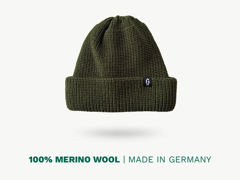 Greenfin Merino Fisher Beanie Olivgrün