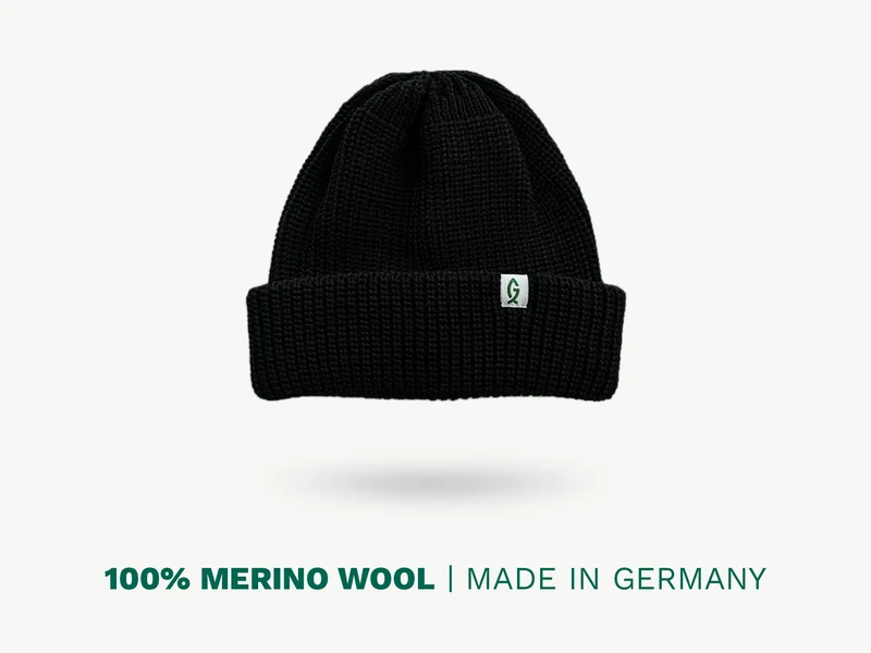 Greenfin Merino Fisher Beanie Schwarz