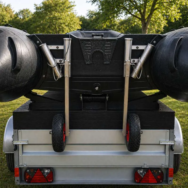 VA Slipräder mit 4x Rutenhalter für Schlauchboot - Slip Rad Satz G2