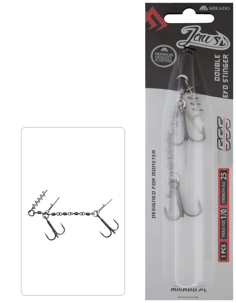 Mikado Jaws Double Evo Stinger 25Kg - Drillinge Nr. 1/0