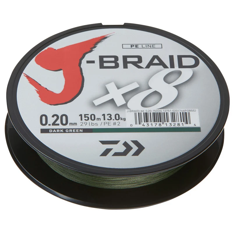 Daiwa J-Braid X8 Dunkelgrün - 150m - Geflochtene Schnur