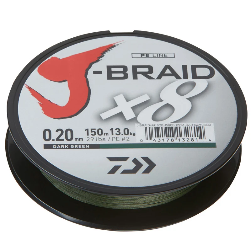 Daiwa J-Braid X8 Dunkelgrün - 150m - Geflochtene Schnur