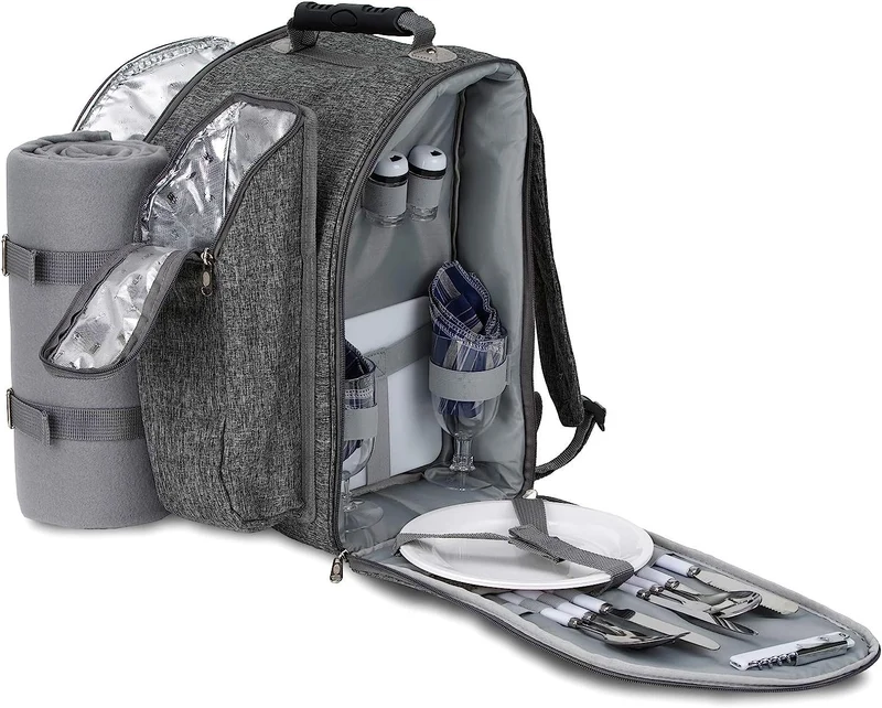 BRUBAKER Picknickrucksack 2 Personen Schwarz