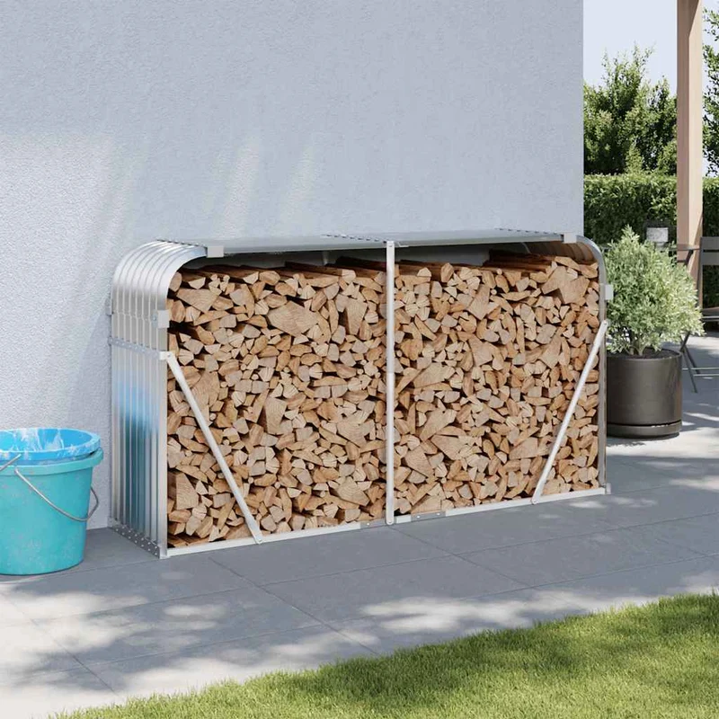 Brennholzregal Kaminholzregal 180x45x100 cm verzinkter Stahl Außen Holzlager