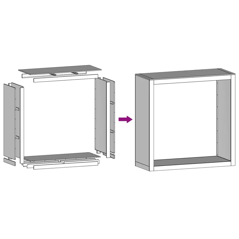 Kaminholzregal Brennholzregal Holzregal 100x40x100 cm Stahl Anthrazit Kamin
