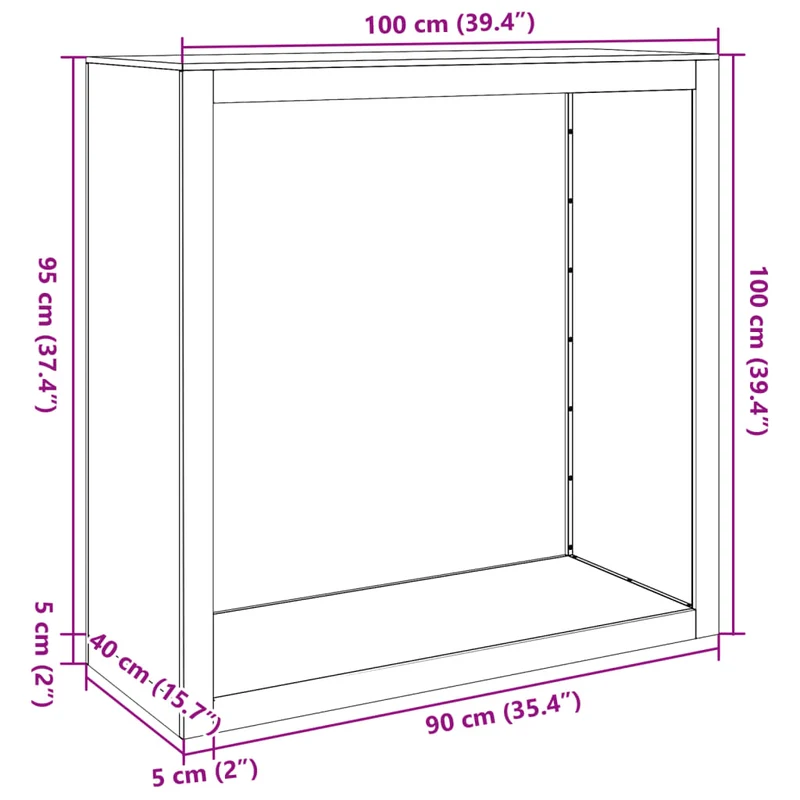 Kaminholzregal Brennholzregal Holzregal 100x40x100 cm Stahl Anthrazit Kamin