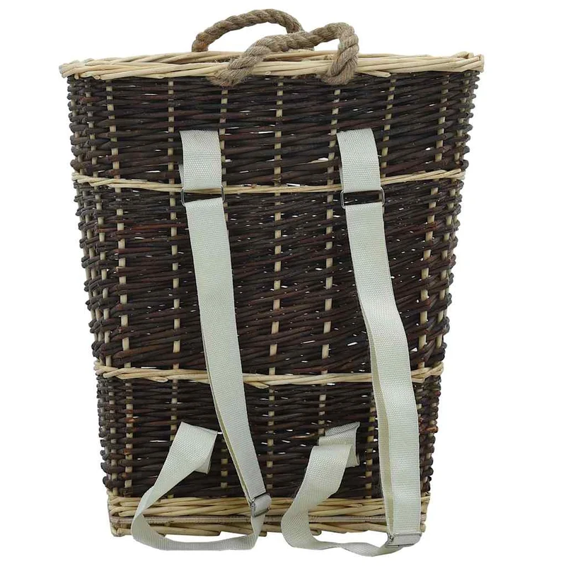 Brennholzrucksack Weide Holzkorb Kaminholzkorb 44,5x37x50 cm mit Trageriemen