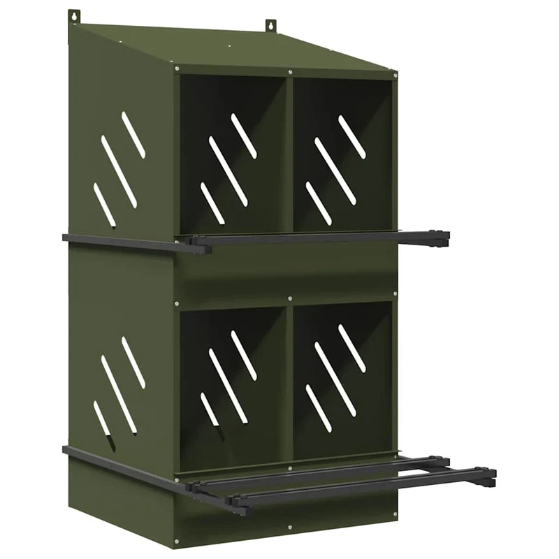 Legenest Hühner 4-fach Hühnernest Metall 54x79x109,5 cm 2 Etagen Schrägdach