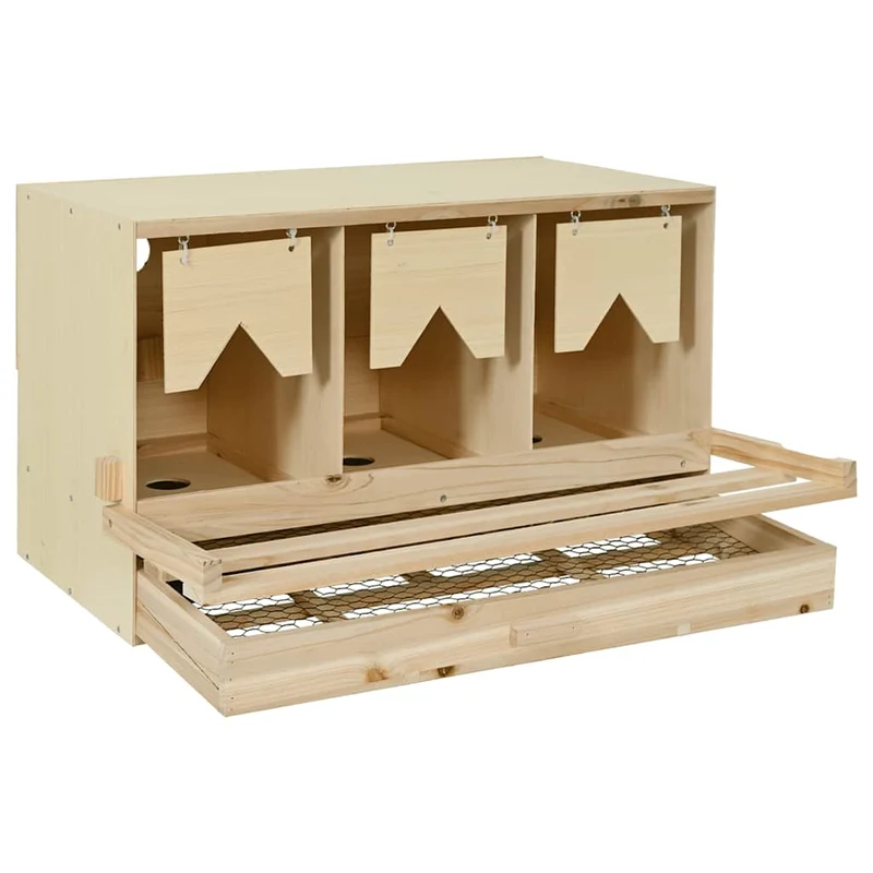 Abrollnest Hühner 3-fach Legenest Holz 96x40x45 cm Flachdach Eierfach