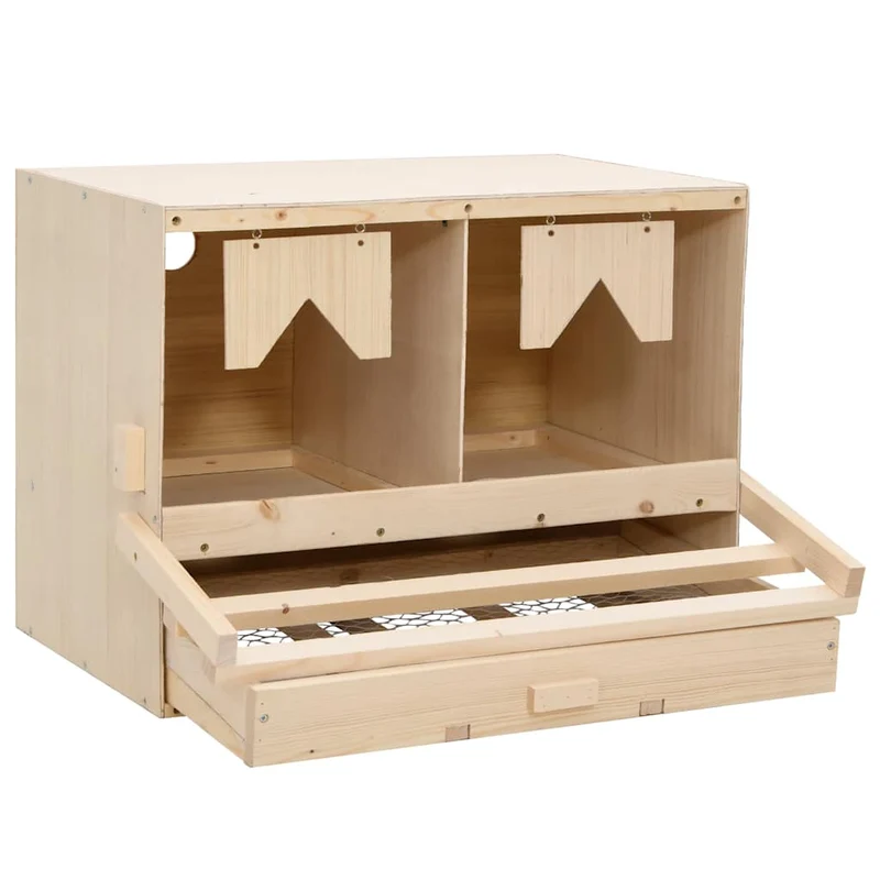Abrollnest Hühner 2-fach Legenest Holz 63x40x45 cm Flachdach Eierfach