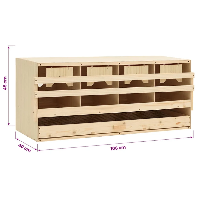 Abrollnest Hühner 4-fach Legenest Holz 106x40x45 cm Flachdach Eierfach