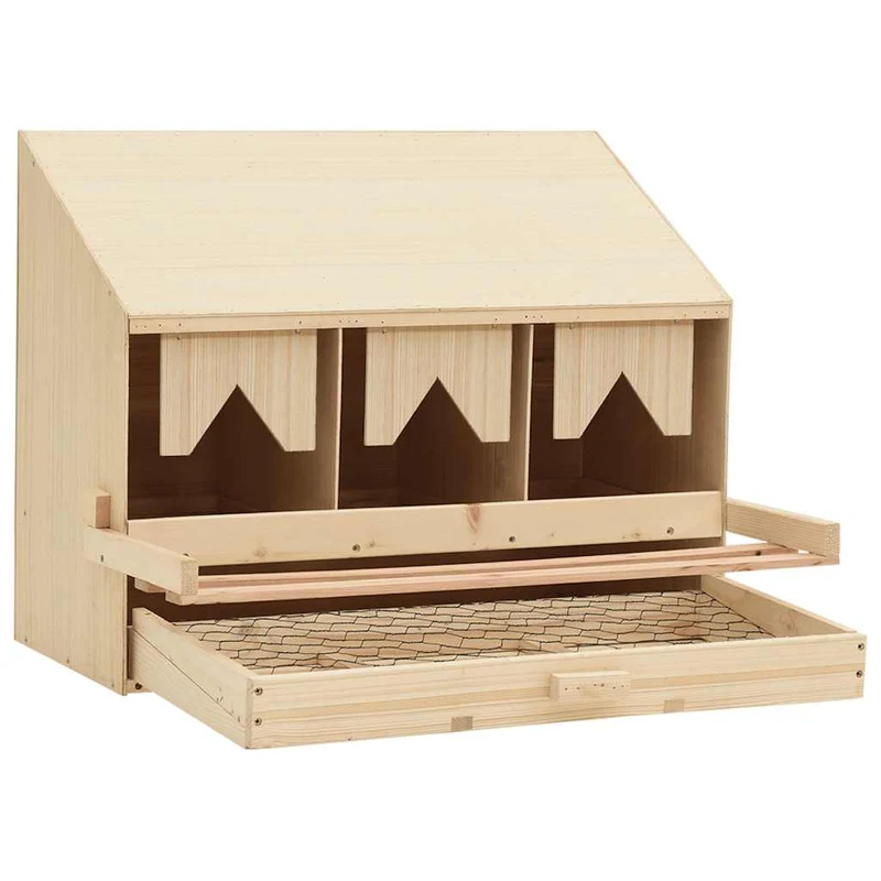 Abrollnest Hühner 3-fach Legenest Holz 72x33x54 cm Schrägdach Eierfach