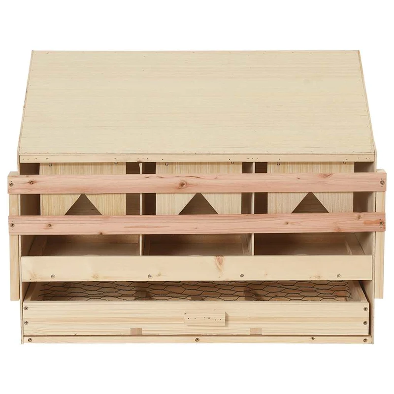 Abrollnest Hühner 3-fach Legenest Holz 72x33x54 cm Schrägdach Eierfach