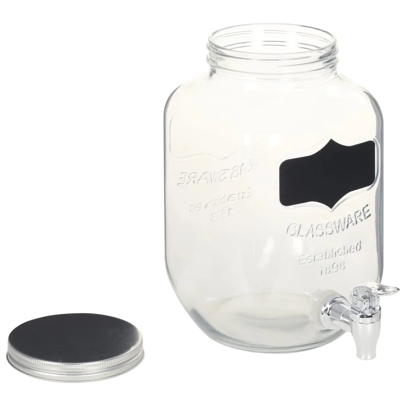 Getränkespender 2 er Set mit Ständer 2 x 4 L Glas Zapfhahn Wasserspender