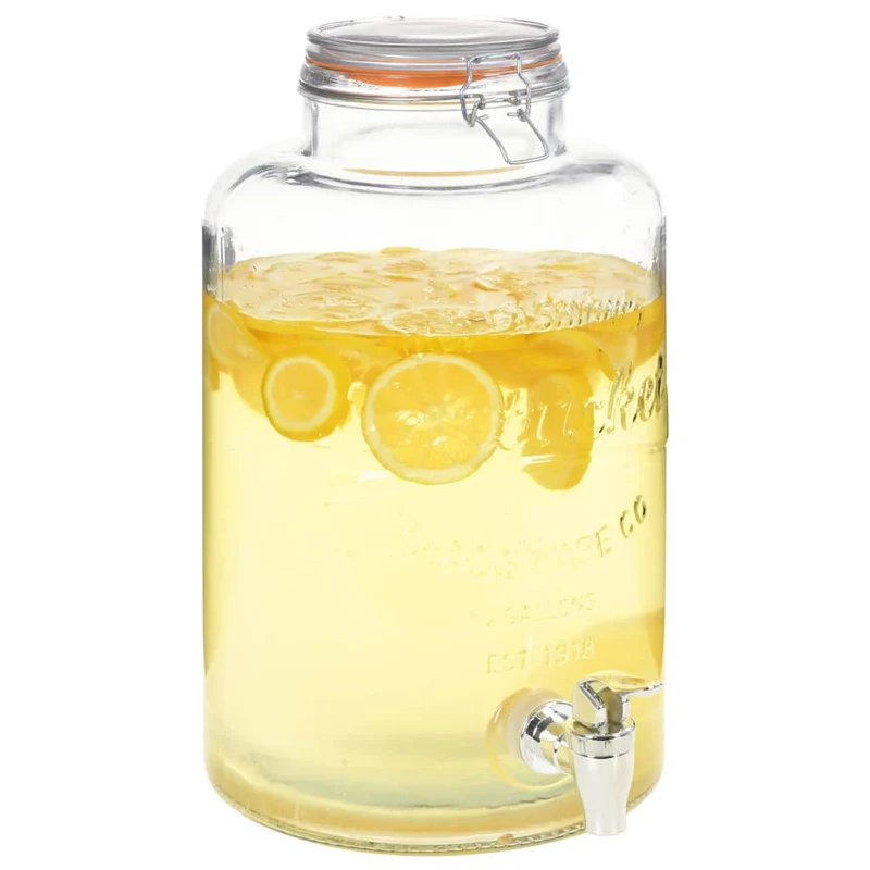 Glas Getränkespender XXL 8L mit Zapfhahn Wasserspender Vintage Party