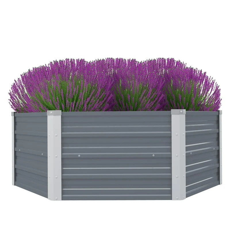 vidaXL Hochbeet 129 x 129 x 45 cm Verzinkter Stahl Grau