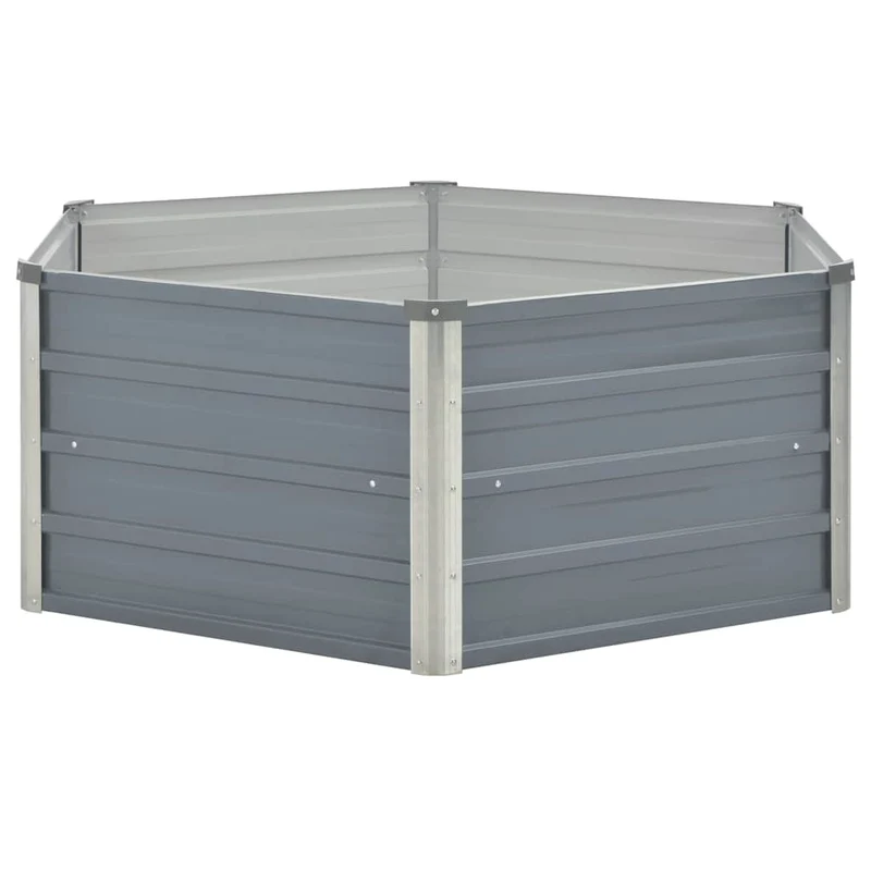 vidaXL Hochbeet 129 x 129 x 45 cm Verzinkter Stahl Grau