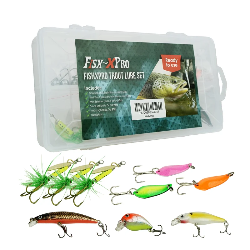 FISH-XPRO Forellenköder Set – Spoon, Spinner & Softbaits