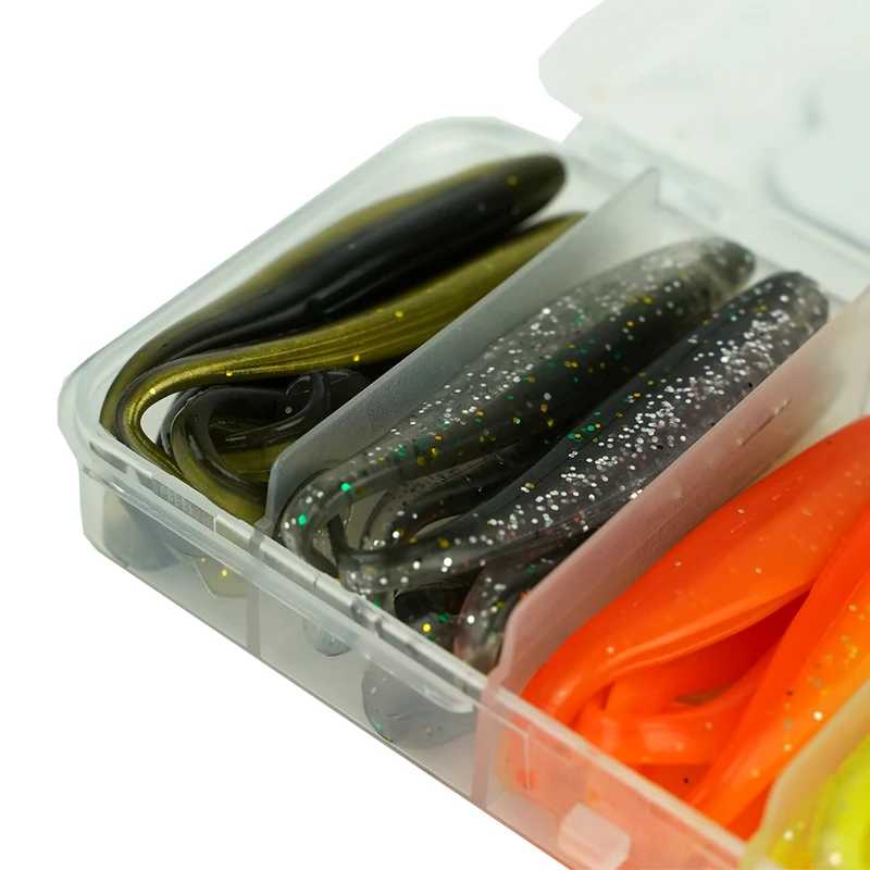 FISH-XPRO Gummifische Set 36 teilig mit Jigköpfen und Tacklebox Zander Köder Set