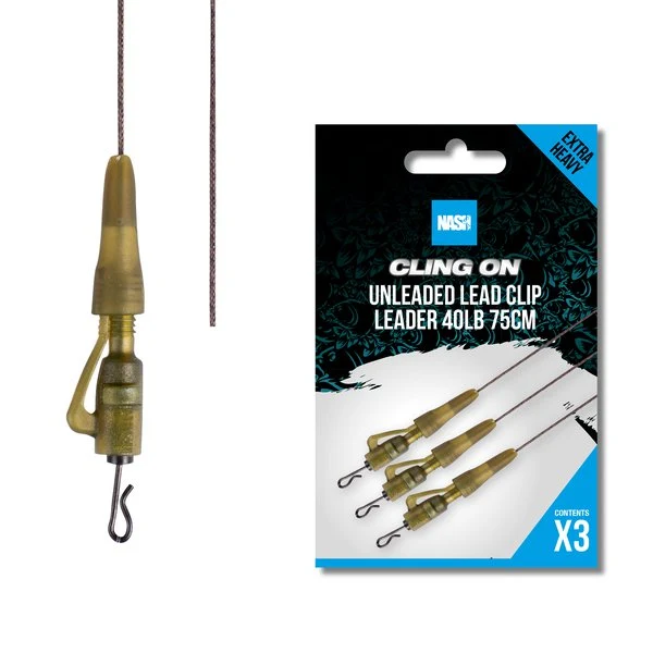 Nash Cling-On Unleaded Lead Clip Leader 40lb 75cm