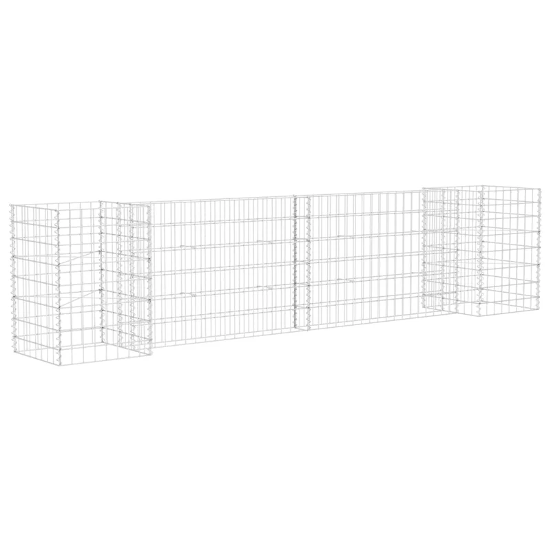 Gabionen Pflanzkorb H-Form Stahldraht 260x40x60 cm verzinkt Gabionenwand Pflanzkasten